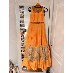 Punjabi Indian Anarkali Suit Orange Size Small / Medium